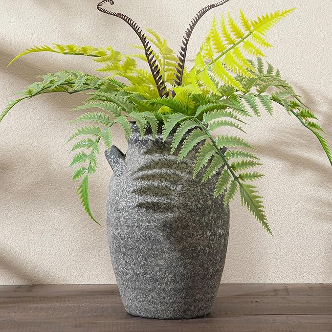 Ceramic Flower Vase Home Decor, 9.76 Inch Rustic Farmhouse Vase,Large Decorative Vase for Living Room Bedroom Kitchen Table Office Centerpiece Decorations, Holiday & Wedding