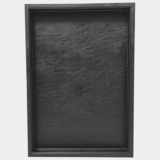 20 x 14 inches High-End Light Luxury Leather Rectangle Oversized Service Tray for Ottoman Tray, Coffee, Food, Family Dinner, Picnic, Party Essentials (Black, 20 x 14 inch)