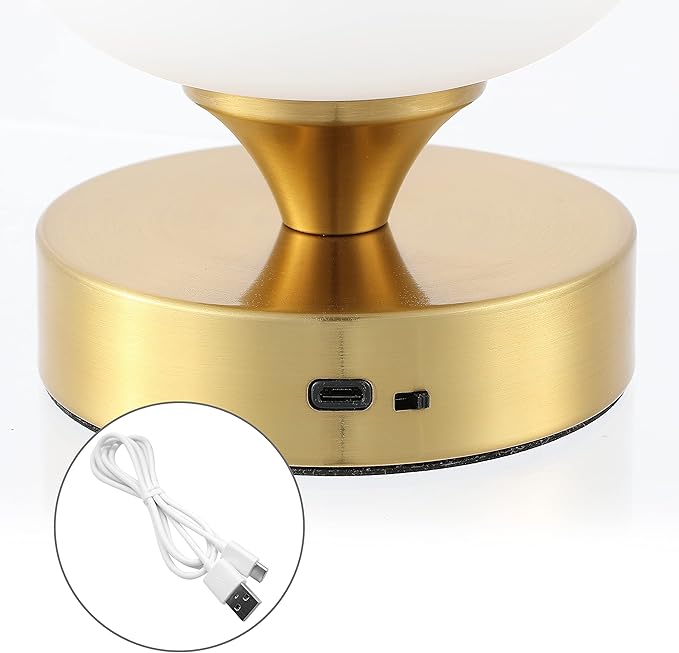 JONATHAN Y JYL7112C Owen 6.13" Modern Minimalist Iron Rechargeable Integrated LED Table Lamp Contemporary Bedside Desk Nightstand Lamp for Bedroom Living Room Office, Brass Gold/White