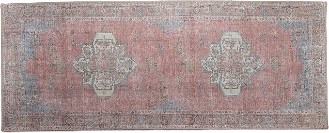RugOver Machine Washable Area Rug, Pet-Friendly and Non-Slip Indoor Carpet for Kitchen, Bathroom, Living Room, Home Floor Decoration(Coral/Ice, 2'6" x 6'6")