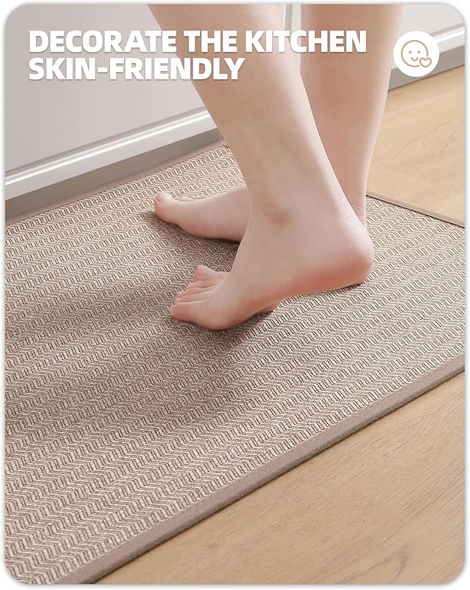 Color&Geometry Kitchen Rugs Kitchen Mats for Floor, 17"X59" Beige Kitchen Rugs Non Slip Washable with Rubber Backing, Low Pile, Quick Dry, Easy Clean Kitchen Runner Rug Kitchen Sink Mat