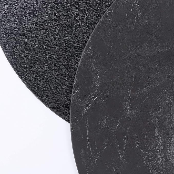 Set of 6 Embossed PU Leather Placemats, Waterproof Coffee Coasters, Kitchen Table Mats, Easy to Wipe Off for Dining Round Table