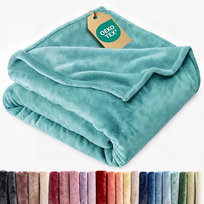 Ultra Soft Fleece Blanket Twin Size - Flannel Fleece Luxury Twin Blanket - Lightweight for Couch Bed Chair - Thick, Warm & Breathable - All Season Cozy Fuzzy, Anti-Static Microplush Bedding, Turqoise