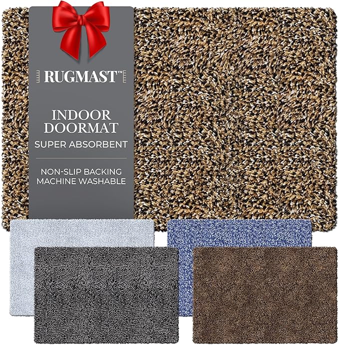 RugMast Premium Microfiber Indoor Door Mat – 36"x60" Washable Entry Mat, Non-Slip, Waterproof Backing, Super Absorbent, Low Profile Entryway Doormat for Indoor Entrance