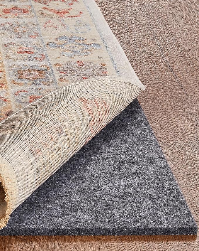 Veken Non Slip Cushioned Rug Pad Gripper 8 x 10 Ft, Felt and Silicone Backing, 1/8 inch Thick Carpet Liner for Hardwood Floors and Finishes, Under Area Rugs Anti Skid Mat, Keep Rugs Safe and in Place