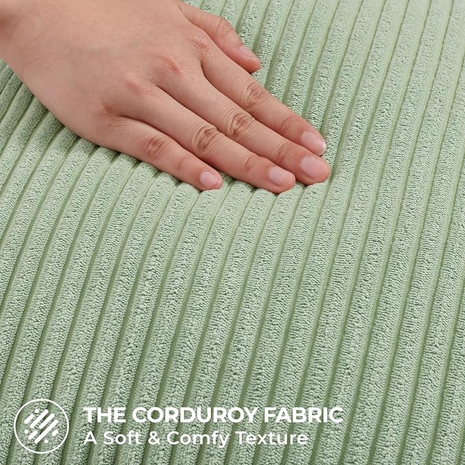 Mecatny Corduroy Decorative Throw Pillow Covers 20x20 Set of 2 for Sofa Living Room, Soft Neutral Boho Couch Pillow Covers for Home Decor, Sage Green