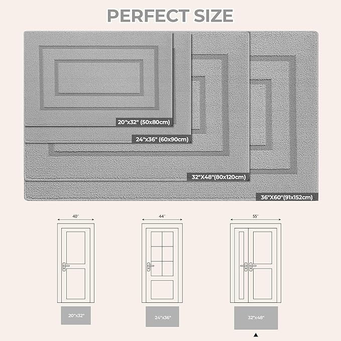 GRANNY SAYS Front Door Mat Outside Entrance, Welcome Matt Non-Slip, Outdoor Door Mats for Entryway, Long Front Porch Mat Low Profile Resist Dirt Easy to Clean, 60" x 36", Grey