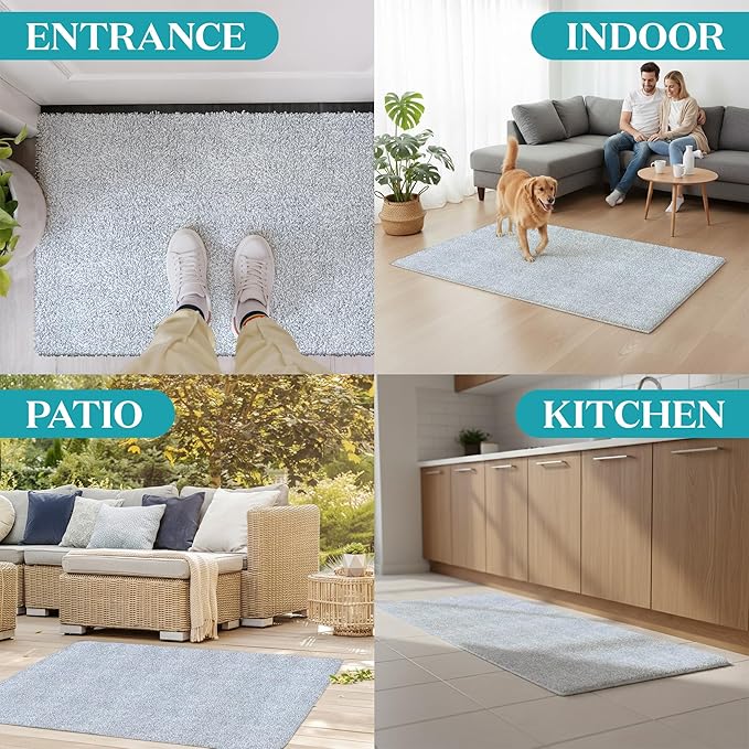 RugMast Premium Microfiber Indoor Door Mat – 36"x60" Washable Entry Mat, Non-Slip, Waterproof Backing, Super Absorbent, Low Profile Entryway Doormat for Indoor Entrance