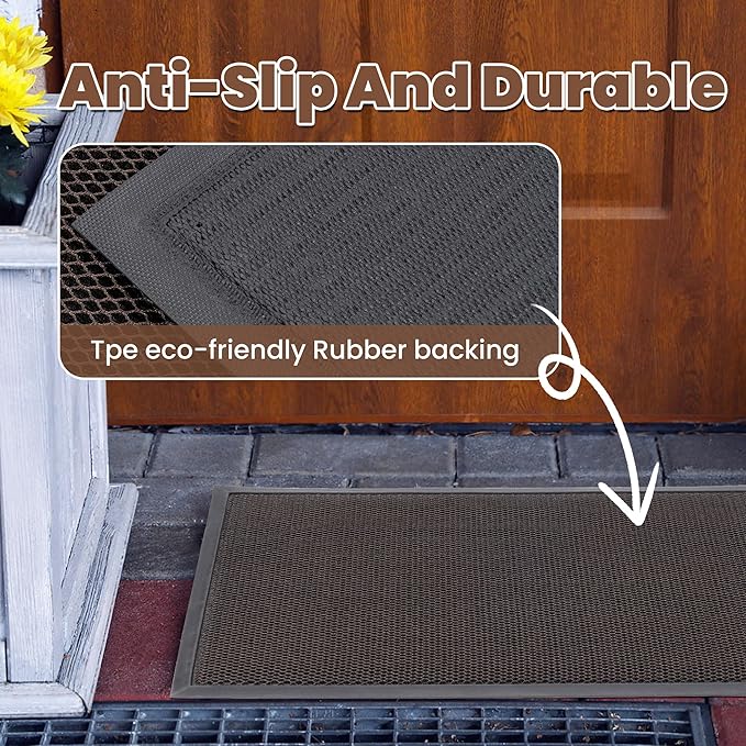 Fylyz Outdoor Indoor Door Mats for Entryway, Heavy Duty and Durable All-Weather Entry Mat, Low Profile, Non-Slip and Easy Clean Outdoor Doormat for Entrance, Patio and Garage (Black 36"x24")