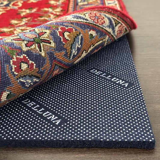 DELLUNA Non-Slip Area Rug Pad 2'x10', 3/8" Thick Double Side Rubber + Felt, Premium Deluxe Cushioned- Safe for All Floors, Adds Comfort and Protection, Ultra Strong Grip, Stop Rug from Moving.