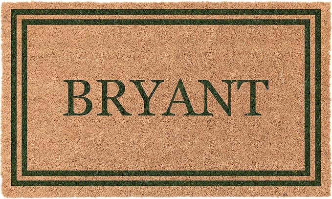 COCO MATS 'N MORE Green Double Bordered Personalized Coco Doormat 18" x 30" with Vinyl Backing | Personalized Coco Mats for Front Door Outdoor | Tough Coconut Husk Removes Dirt More Effectively