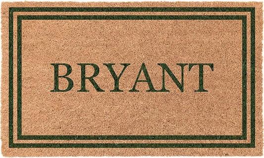 COCO MATS 'N MORE Green Double Bordered Personalized Coco Doormat 18" x 30" with Vinyl Backing | Personalized Coco Mats for Front Door Outdoor | Tough Coconut Husk Removes Dirt More Effectively