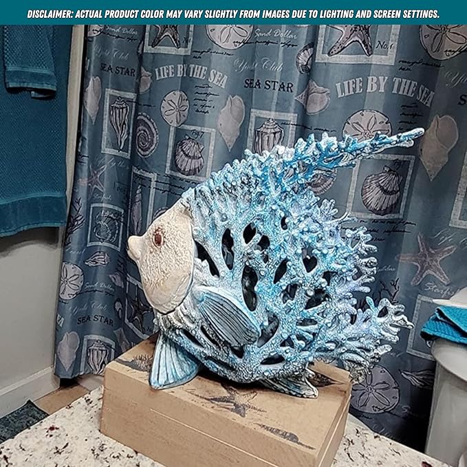 Ocean Decor - Aqua Coral Reef Angelfish Sculpture for Beach Home and Coastal Tabletop Collection, 7x7 Inches