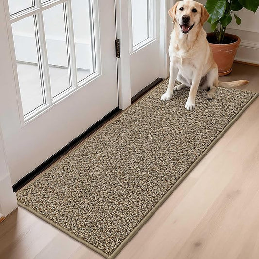 COSY HOMEER Door Mat 17" x 48" Non Slip Absorbent Entryway Rugs Dirt Trapper Doormats Washable Entrance Mats Low Pile Welcome Floor Mat for Front Back Door and Entry Mats,Taupe(Roll Packing)