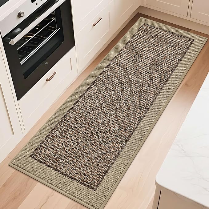 BEQHAUSE Kitchen Runner Rugs 24"x60", Kitchen Rugs Non-Slip Kitchen Mats for Floor, Absorbent and Stain Resistant Kitchen Mats, Machine Washable Rug for Kitchen, Hallway, Laundry & Sink, Taupe
