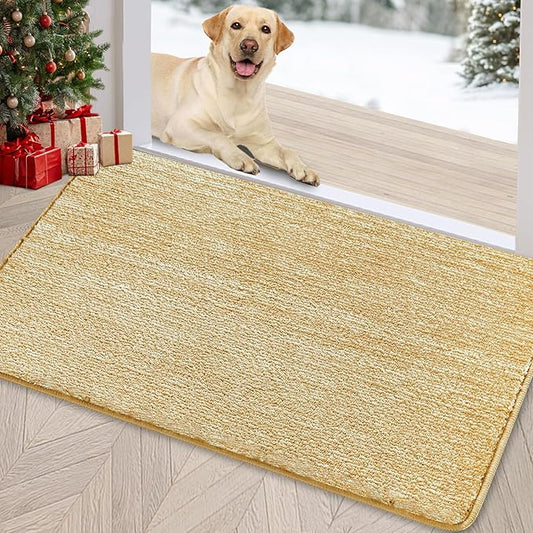REFETONE Indoor Doormat, Front Door Mat 24"x36" Absorbent Rubber Backing Non Slip Back Door Mats, Washable Low-Profile Inside Floor Mat Door Rugs for Entryway, Resist Dirt Mud Mat for Dogs, Brown