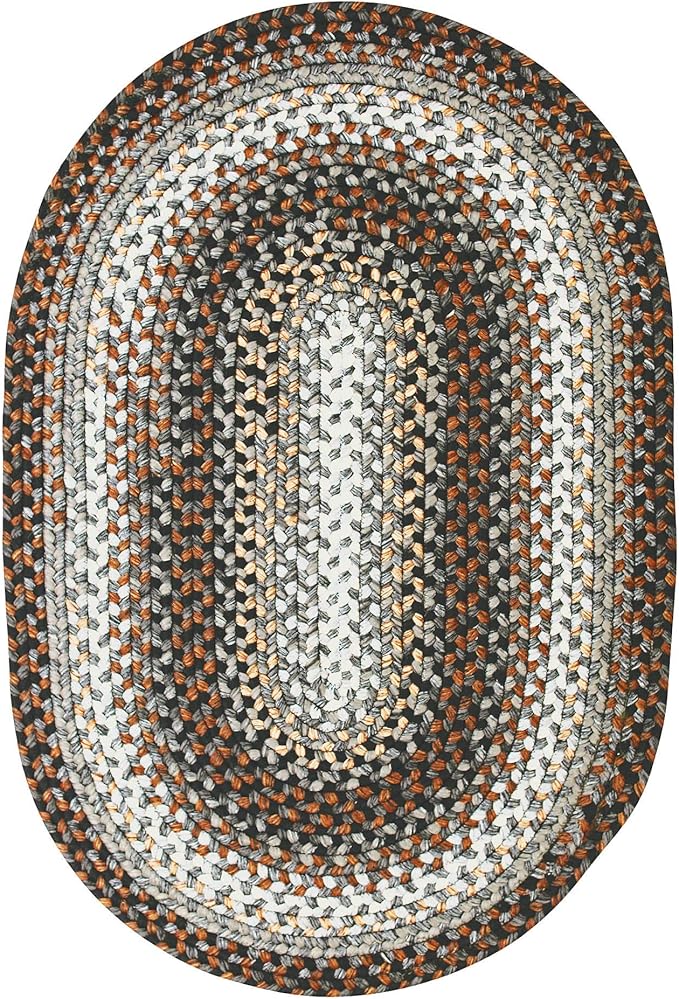 Midnight Moon Grey Braided Oval Rug 20"x30" - Indoor Outdoor Washable - Country Rustic for Kitchens and Entryways - Beautiful, Durable, Reversible, Pet Friendly and Soft