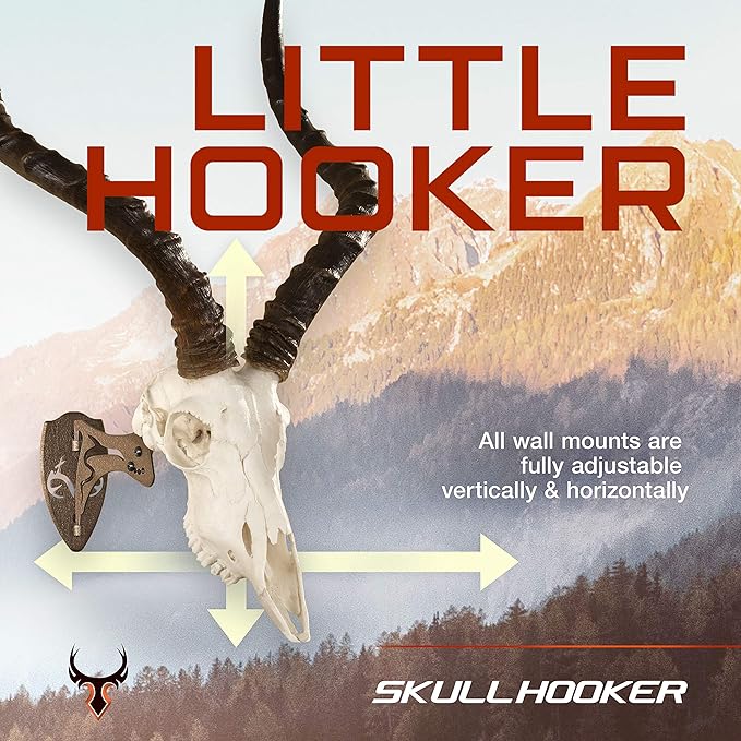 Skull Hooker Little Hooker Trophy Mount - Perfect Kit for Hanging and Mounting Hogs, Aoudad, Alligator, Black Bear Skulls for Display - Available in Graphite Black and Robust Brown