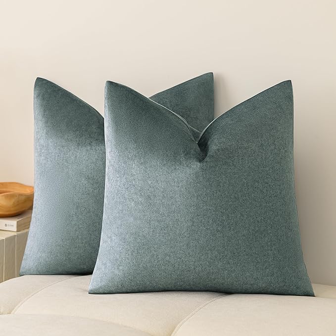 a moment Pack of 2 Jeans Blue Stain-Resistant Throw Pillow Covers Pet-Friendly Pillowcases Cushion Covers for Sofa Couch Bed Outdoor Waterproof 18x18 Inch