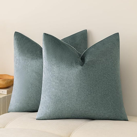 a moment Pack of 2 Jeans Blue Stain-Resistant Throw Pillow Covers Pet-Friendly Pillowcases Cushion Covers for Sofa Couch Bed Outdoor Waterproof 18x18 Inch