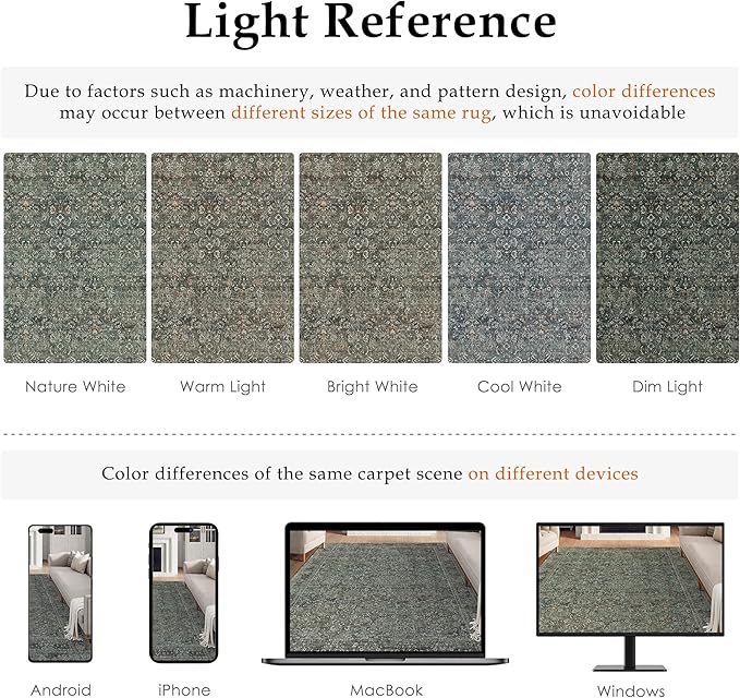 PureCozy Area Rug 5x7 Gray Living Room Washable Vintage Carpet Non Slip Indoor Retro Traditional Grey Accent Throw Large Rug for Office Kitchen Bedroom Dining Room