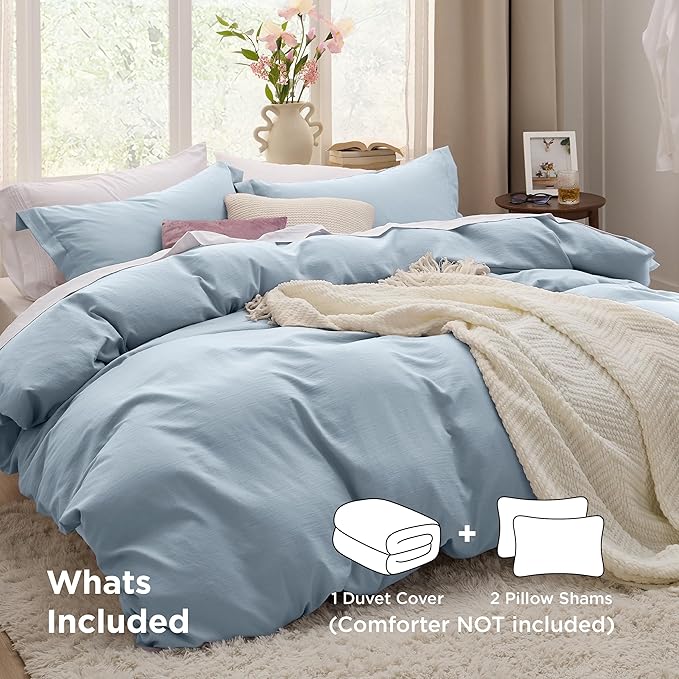 Bedsure Celestial Blue Duvet Cover Full Size - 3 Pieces Prewashed Extra Soft Bedding Set, Includes 1 Duvet Cover 80x90 Inches with Zipper Closure & 2 Pillow Shams, Comforter Not Included