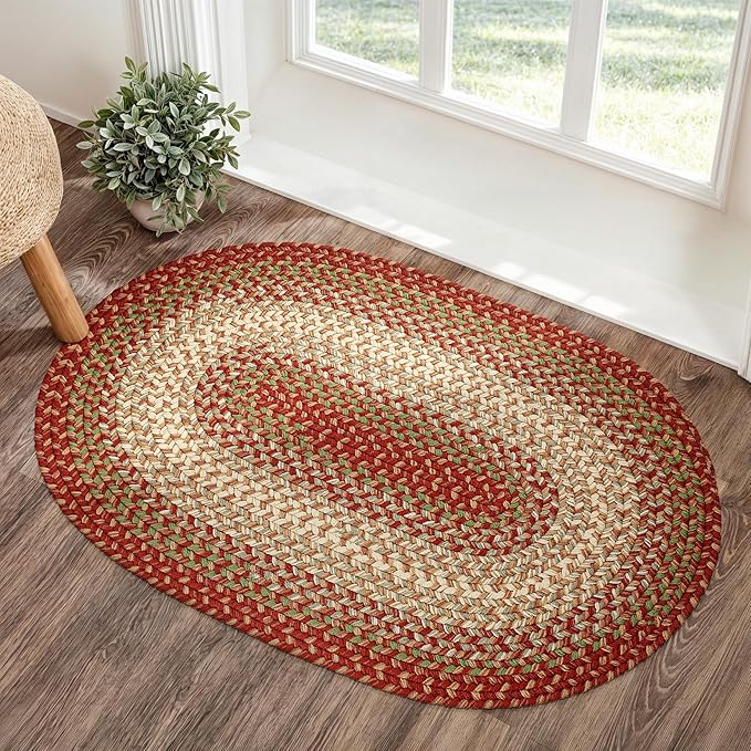 RRI Home Decor EastEnd EL43 Warm Earth 2' x 3' Oval - Braided Area Rug, Home Decor, Floor Mat or Bedroom Rug - Easy Care, Ideal for High Traffic Areas in Hallway and Living Room - Made in USA
