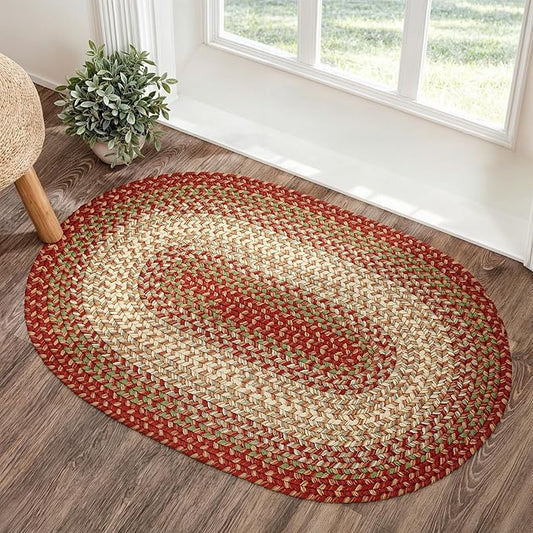 RRI Home Decor EastEnd EL43 Warm Earth 2' x 3' Oval - Braided Area Rug, Home Decor, Floor Mat or Bedroom Rug - Easy Care, Ideal for High Traffic Areas in Hallway and Living Room - Made in USA