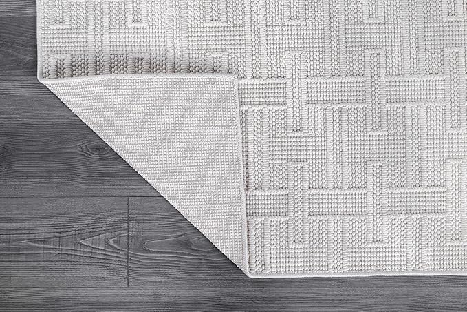Luul Home Micro Loop Indoor Rug White 5x7 Boho Geometric Neutral Area Rugs for Living Room Soft Luxury Modern Low and High Pile Durable Stain Resistant Non-Shedding Indoor Area Carpet 5 x 7