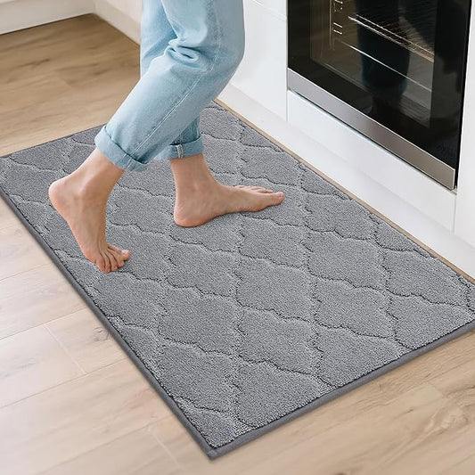 COSY HOMEER Kitchen Rugs 24"x36" Non-Slip Washable Kitchen Mats for Floor Absorbent Kitchen Carpet Soft Rugs for Kitchen,Sink Mat,Entrance,Area Rug,Grey