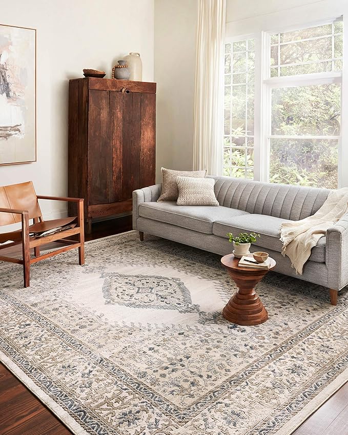 Loloi Teagan Collection TEA-02 Oatmeal/Ivory 2'-8" x 7'-6" Runner Rug, Large, Soft Neutral Rug, High-Traffic for Living Room, Bedroom, Home Office, Dining Area