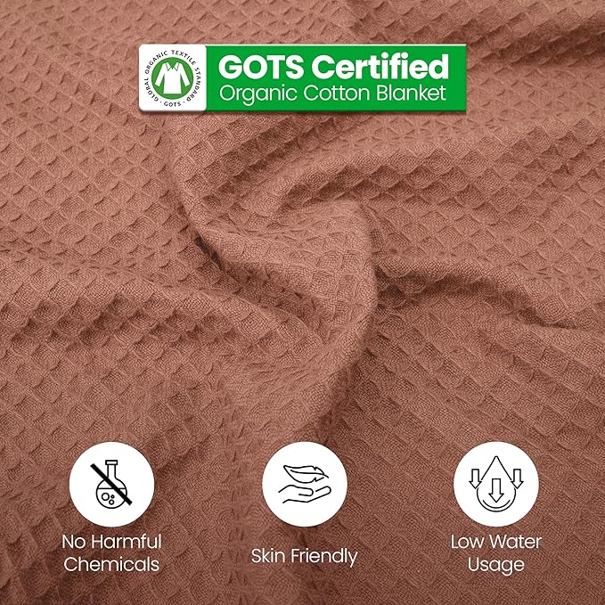9Threads 100% Long Staple Cotton Waffle Multipurpose Blanket | Soft & Breathable, Lightweight All-Season Throw for Bed/Couch/Sofa | Machine Washable |n (Waffle-Coffee, King (U.S. Standard))