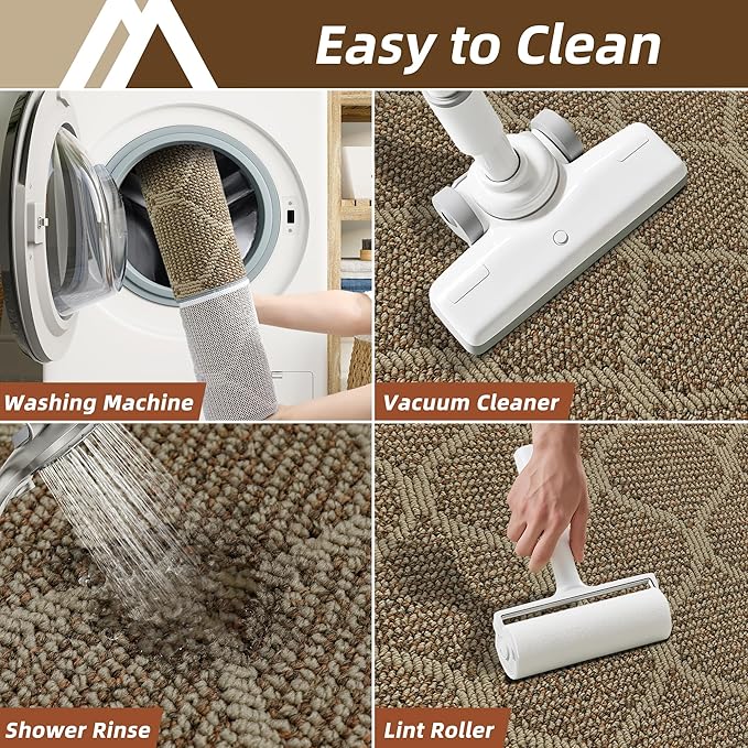 COSY HOMEER Kitchen Rug Non Slip Washable 24"x48", Absorbent Kitchen Mats for Floor, Runner Rugs for Kitchen Floor, 100% Polypropylene Kitchen Sink Rug (Beige)
