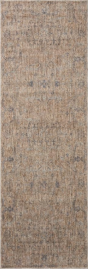 Loloi Angela Rose Blake Collection BLA-03 Taupe/Blue 2'-7" x 10'-0", .25" Pile Height, Fringe, Runner Rug