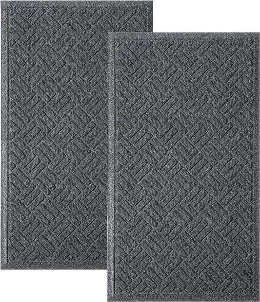 MATALL Front Door Mat 2 Pack Indoor and Outdoor Welcome Mat, Absorbent and Drain Away Water Heavy Duty Entryway Doormat for Front Back Doors, Laundry Rooms, Mudrooms and More, 3x5 Feet