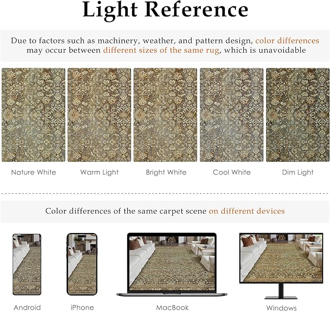 PureCozy Runner Rug 2x8 Brown Hallway Washable Kitchen Vintage Carpet Non Slip Long Indoor Bedroom Retro Traditional Accent Throw Rug for Bathroom Office Entryway Laundry Dining