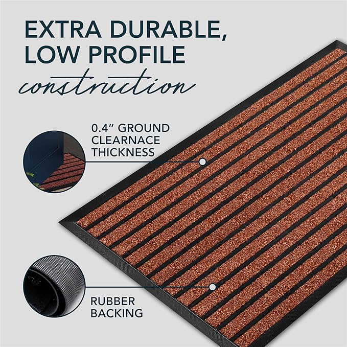 ubdyo Extra Durable Door Mat - Dirt Trapping Outdoor Welcome Mats - Non-Slip Outdoor Indoor Entrance - Low Profile Front Doormat (47" x 32", Bright Burgundy)