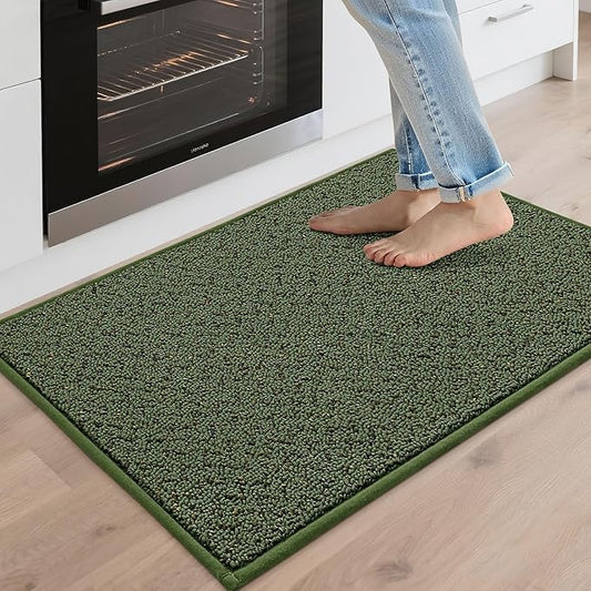 COSY HOMEER Kitchen Rugs 20"x32" Non-Slip Kitchen Mats for Floor Absorbent Stain Resistant Kitchen Floor Mat Machine Washable Rugs for Kitchen,Hallway,Sink,Green