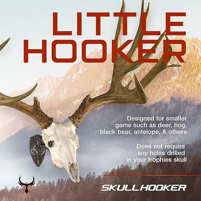 Skull Hooker Little Hooker Trophy Mount - Perfect Kit for Hanging and Mounting Hogs, Aoudad, Alligator, Black Bear Skulls for Display - Available in Graphite Black and Robust Brown