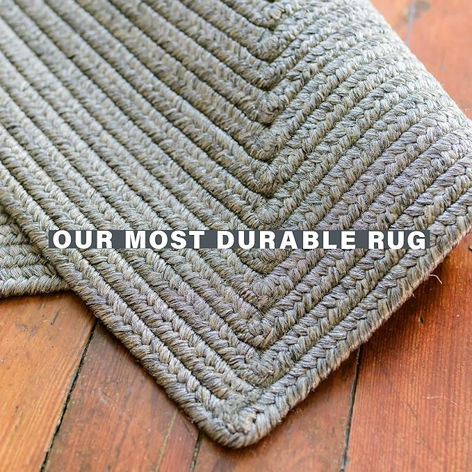 Smoke Grey Small Braided Rug 20"x30" - Rectangle, Indoor Outdoor Washable - Country Decor for Bathrooms and Entryways - Beautiful, Durable, Waterproof, Pet Friendly and Soft