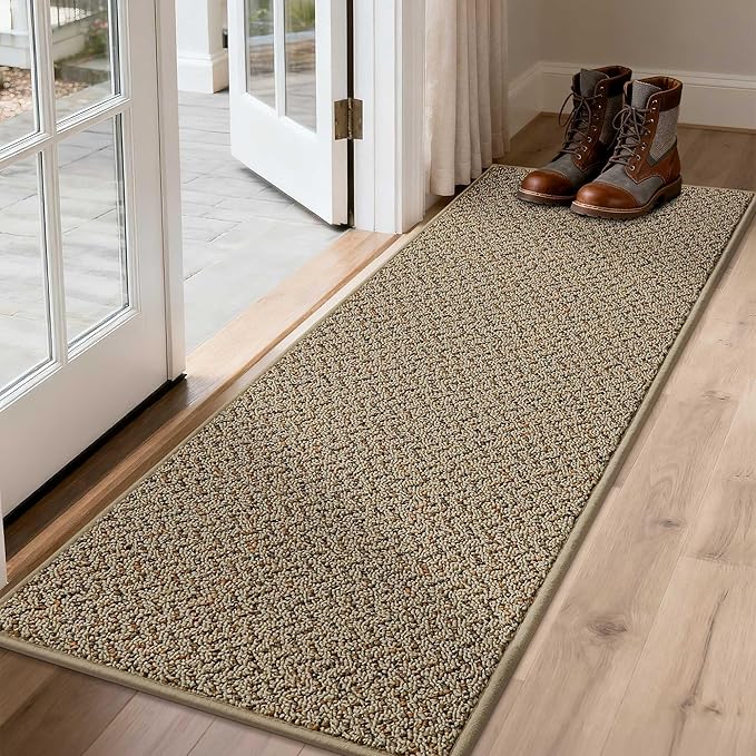COSY HOMEER Door Mat 17" x 60" Non Slip Absorbent Entryway Rugs Dirt Trapper Doormats Washable Entrance Mats Low Pile Welcome Floor Mat for Front Back Door and Entry Mats,Taupe(Roll Packing)