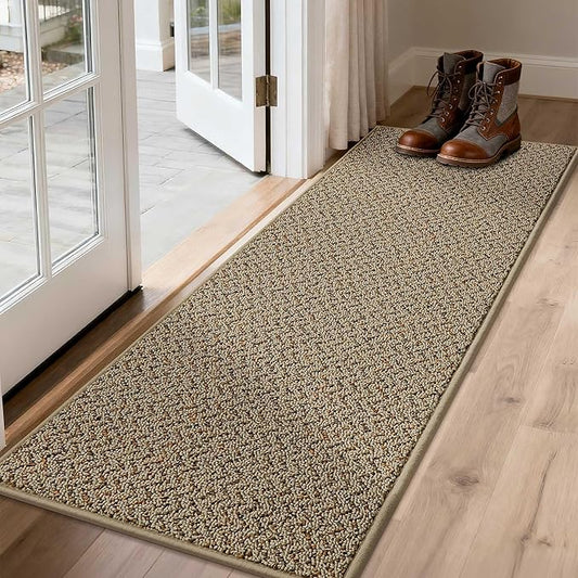 COSY HOMEER Door Mat 17" x 60" Non Slip Absorbent Entryway Rugs Dirt Trapper Doormats Washable Entrance Mats Low Pile Welcome Floor Mat for Front Back Door and Entry Mats,Taupe(Roll Packing)