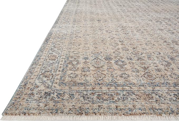Loloi Angela Rose Blake Collection BLA-04 Beige/Denim 2'-7" x 13', .25" Pile Height, Fringe, Runner Rug