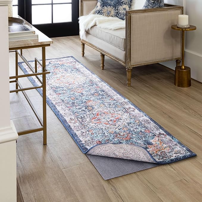 Mohawk Home Low Profile Waterproof Rug Pad Utility Solid Gray 2' X 8' Pet and Kid Proof Rug Pad Perfect for Kitchen, Living Room, Kids Room, Dining Room, Hallway