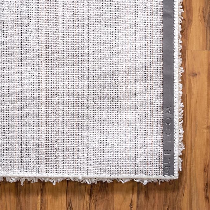 Unique Loom Solid Shag Collection Area Rug (3' 3" Square, Snow White)