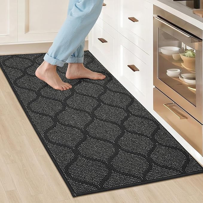 COSY HOMEER Kitchen Rug Non Slip Washable 24"x48", Absorbent Kitchen Mats for Floor, Runner Rugs for Kitchen Floor, 100% Polypropylene Kitchen Sink Rug (Dark Grey)