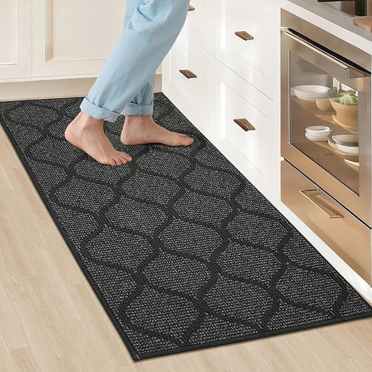 COSY HOMEER Kitchen Rug Non Slip Washable 24"x48", Absorbent Kitchen Mats for Floor, Runner Rugs for Kitchen Floor, 100% Polypropylene Kitchen Sink Rug (Dark Grey)