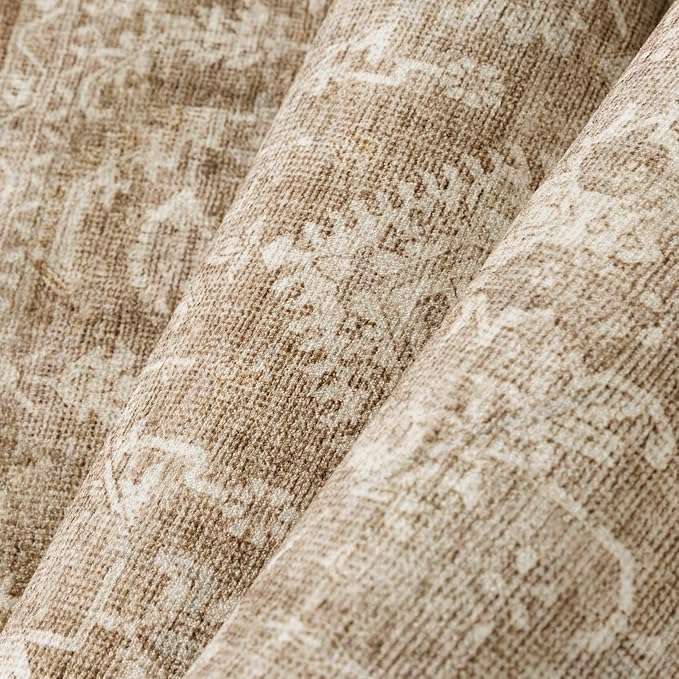 PureCozy 2x3 Brown Entryway Rug Vintage Area Carpet Indoor Kitchen Washable Door Mat Entrance Small Low Pile Traditional Distressed Retro Accent Throw Boho Rug Non Slip Office Bathroom