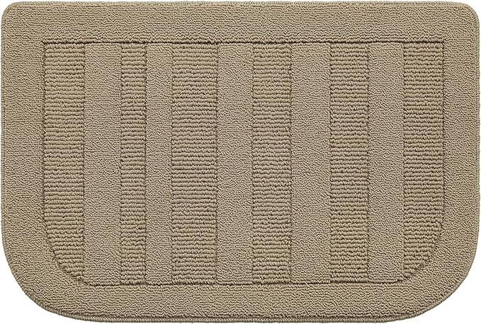 BEQHAUSE 24x36 Inch Kitchen Rug Mat Durable Kitchen Rugs Non-Slip Washable Absorbent Kitchen Mats for Floor Dirt-Resistant Semicircular Kitchen Mat (Beige)
