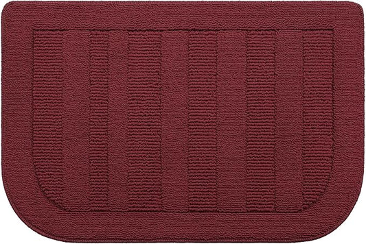 BEQHAUSE 24x36 Inch Kitchen Rug Mat Durable Kitchen Rugs Non-Slip Washable Absorbent Kitchen Mats for Floor Dirt-Resistant Semicircular Kitchen Mat (Red)